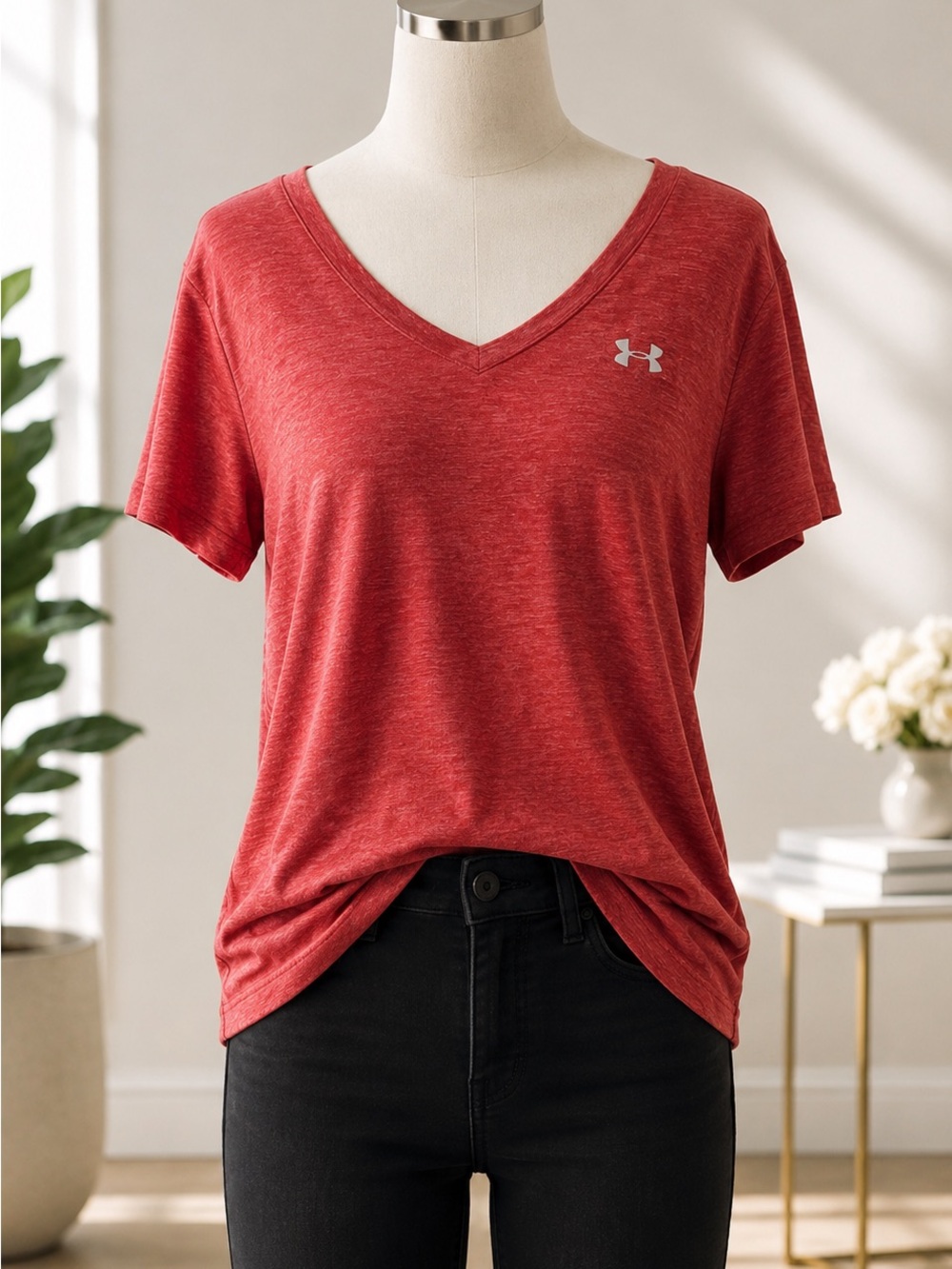 Under Armour Women's Coral V-Neck Short Sleeve Tee